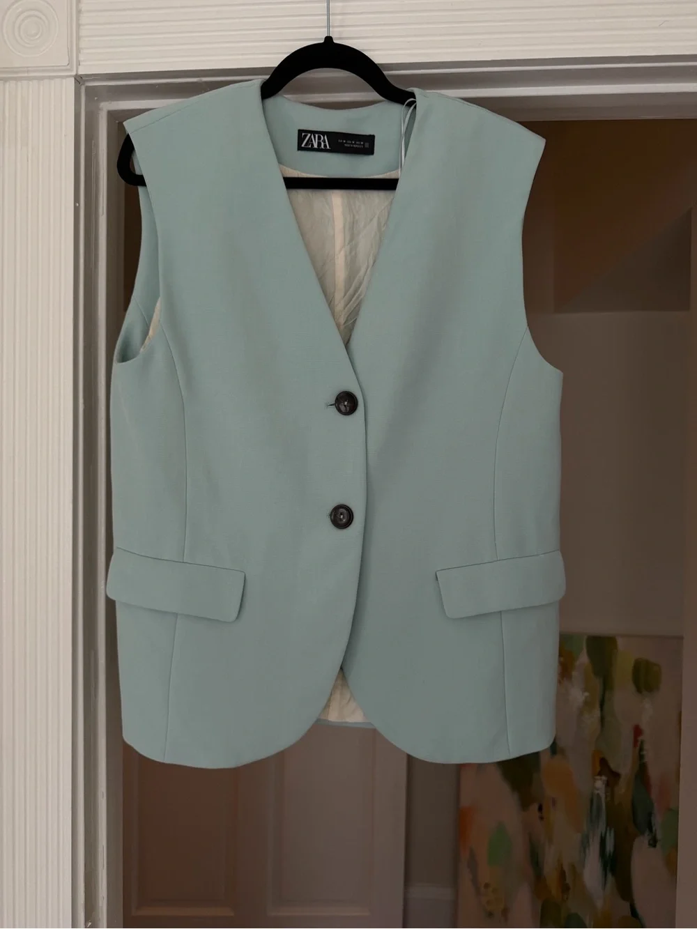 Zara light blue Sleeveless Blazer Vest Medium